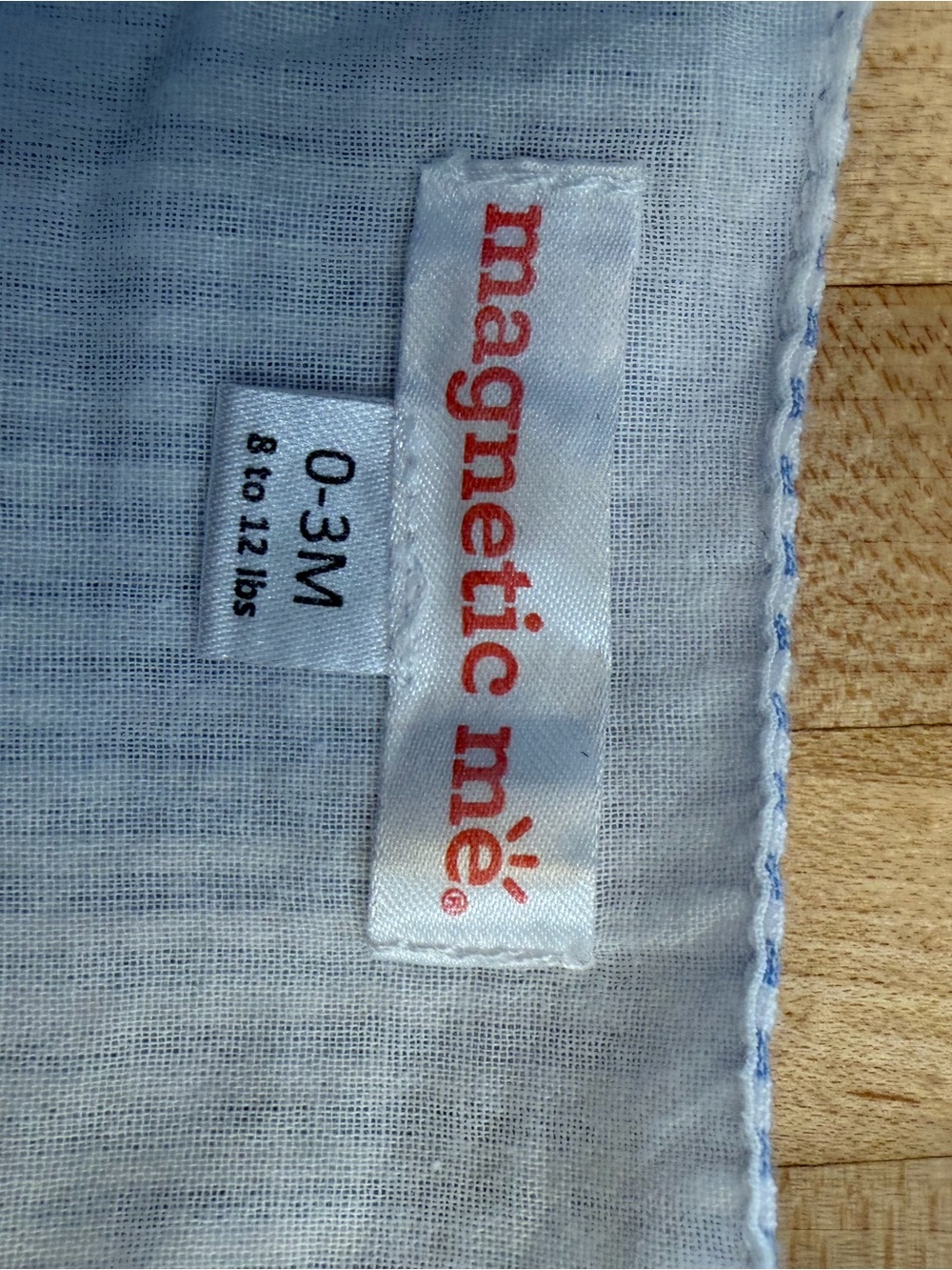 Magnetic Me Patriotic Striped Blue Seersucker Baby Romper with Red & Blue Trim - Picture 6 of 6